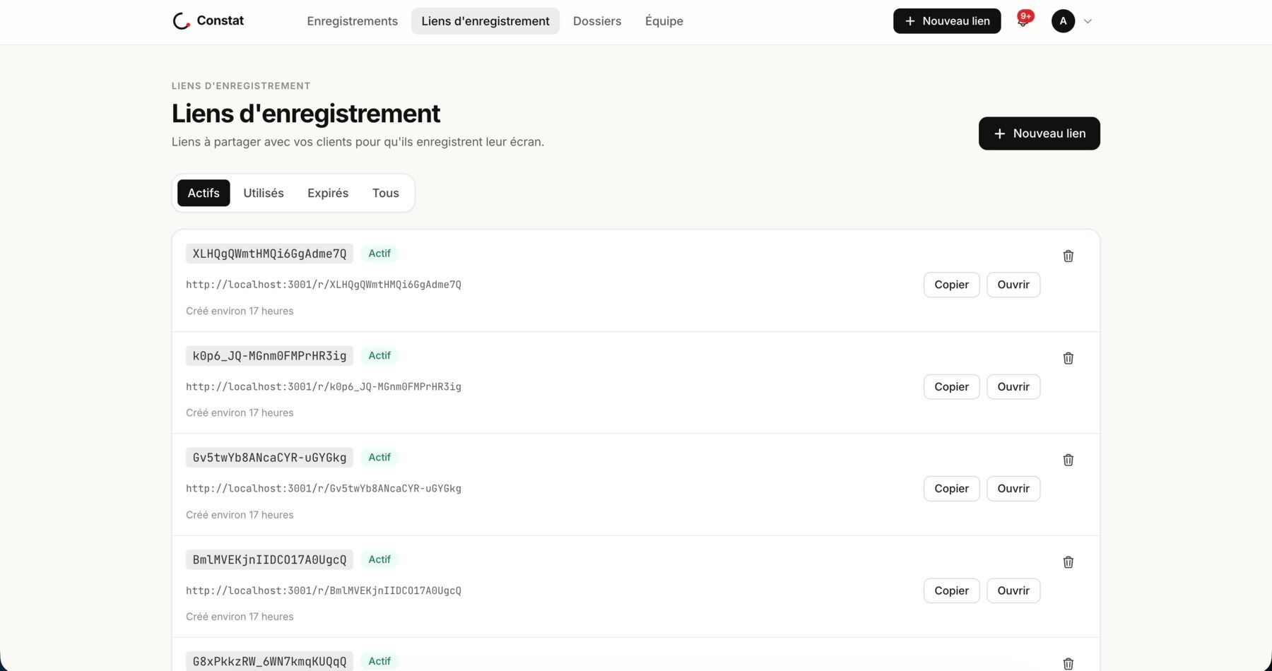 Shareable recording links generated for customers